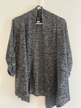 bobeau Open-Front Marled Gray Cardigan